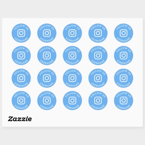 cute neon blue custom instagram social media classic round sticker
