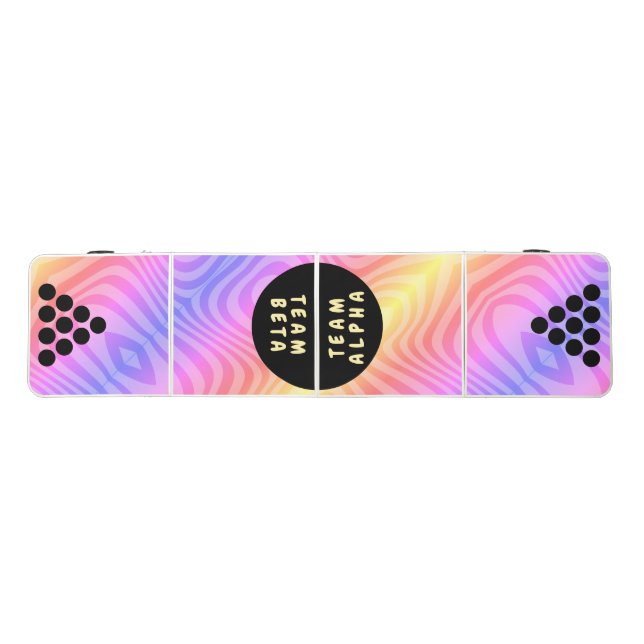 Cute neon groovy retro Beach Party Personalized Beer Pong Table (Top)