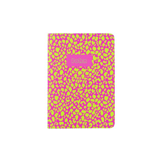 Cute Neon Hot Pink Abstract Passport Holder (Front)