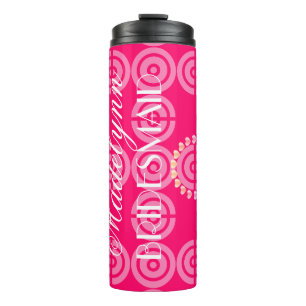 Cute Neon Pink Bridesmaid Party Favor Custom Thermal Tumbler