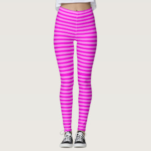 Bright Neon Pink and Green Horizontal Striped Leggings