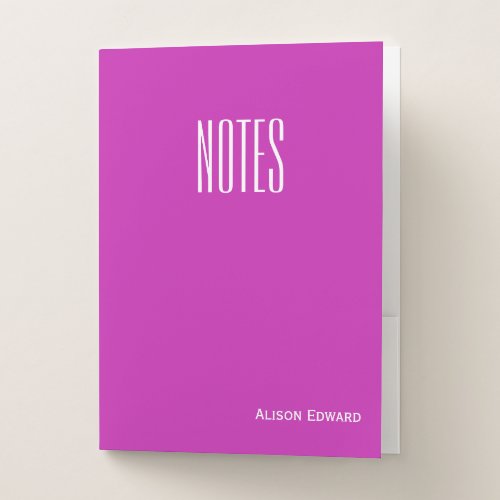 Cute Neon Purple Personalized School Subject Notes Pocket Folder
