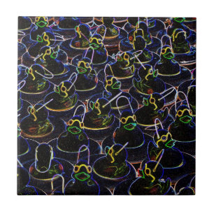 Cute Neon Rubber Ducks Tile