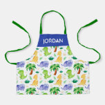 Cute Neon Watercolor Dinosaur Pattern Apron