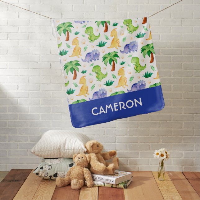Cute Neon Watercolor Dinosaur Pattern Baby Blanket (In Situ)