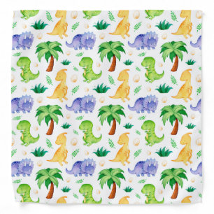 Cute Neon Watercolor Dinosaur Pattern Bandana