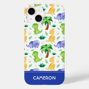 Cute Neon Watercolor Dinosaur Pattern Case-Mate iPhone 14 Case