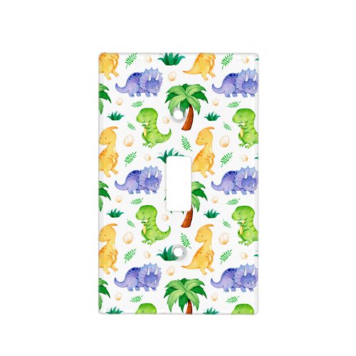 Cute Neon Watercolor Dinosaur Pattern Light Switch Cover