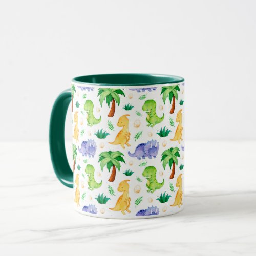 Cute Neon Watercolor Dinosaur Pattern Mug