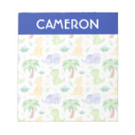 Cute Neon Watercolor Dinosaur Pattern Notepad