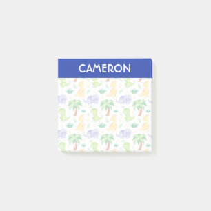 Cute Neon Watercolor Dinosaur Pattern Post-it Notes