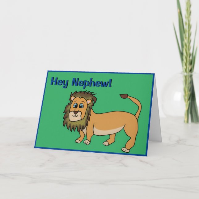 Cute Nephew Birthday Card Lion Funny (Front)