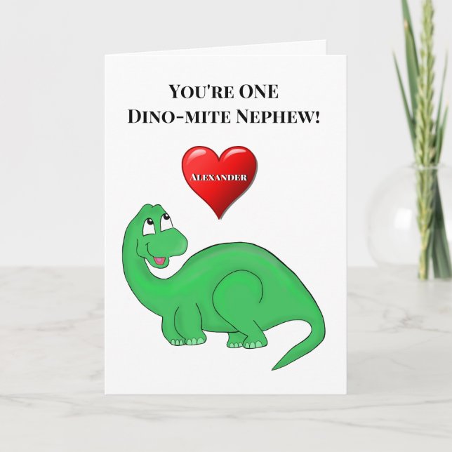 Cute Nephew Son Boy 1st Birthday Dinosaur Card (Front)