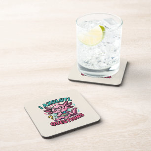 Cute Nerd Axolotl I Axolotl Questions Marks Meme Beverage Coaster