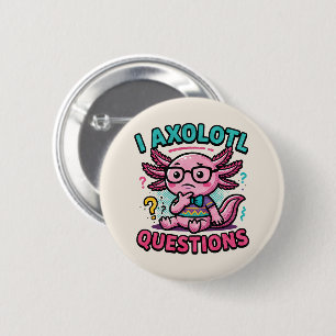 Cute Nerd Axolotl I Axolotl Questions Marks Meme Button