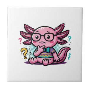 Cute Nerd Axolotl I Axolotl Questions Marks Meme Ceramic Tile