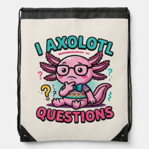 Cute Nerd Axolotl I Axolotl Questions Marks Meme Drawstring Bag