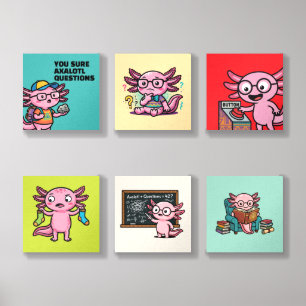 Cute Nerd Axolotl I Axolotl Questions Marks Meme Foam Core Photo Tile