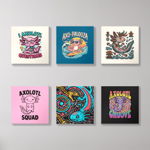 Cute Nerd Axolotl I Axolotl Questions Marks Meme Foam Core Photo Tile