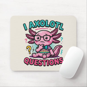 Cute Nerd Axolotl I Axolotl Questions Marks Meme Mouse Pad