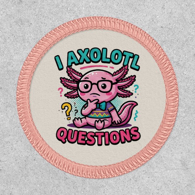 Cute Nerd Axolotl I Axolotl Questions Marks Meme Patch (Front)