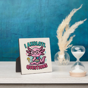 Cute Nerd Axolotl I Axolotl Questions Marks Meme Plaque