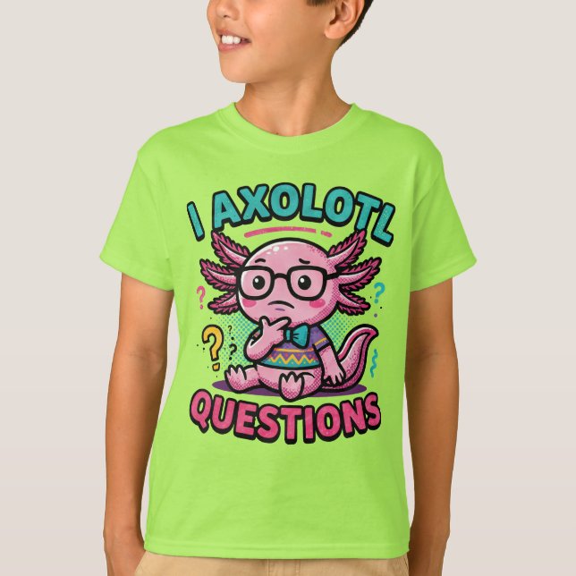 Cute Nerd Axolotl I Axolotl Questions Marks Meme T-Shirt (Front)