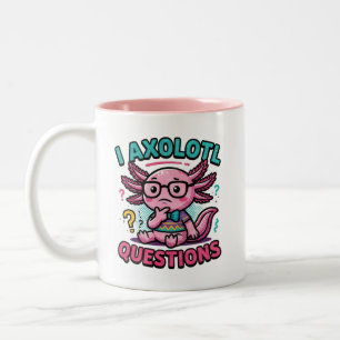 Cute Nerd Axolotl I Axolotl Questions Marks Meme Two-Tone Coffee Mug