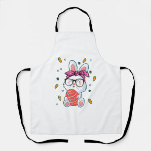 Cute Nerd Easter Day Bunny Funny Rabbit Graphic  Apron