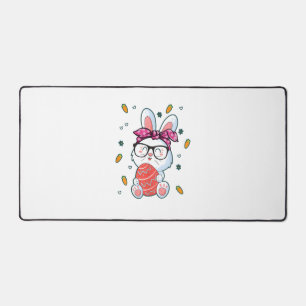 Cute Nerd Easter Day Bunny Funny Rabbit Graphic Desk Mat
