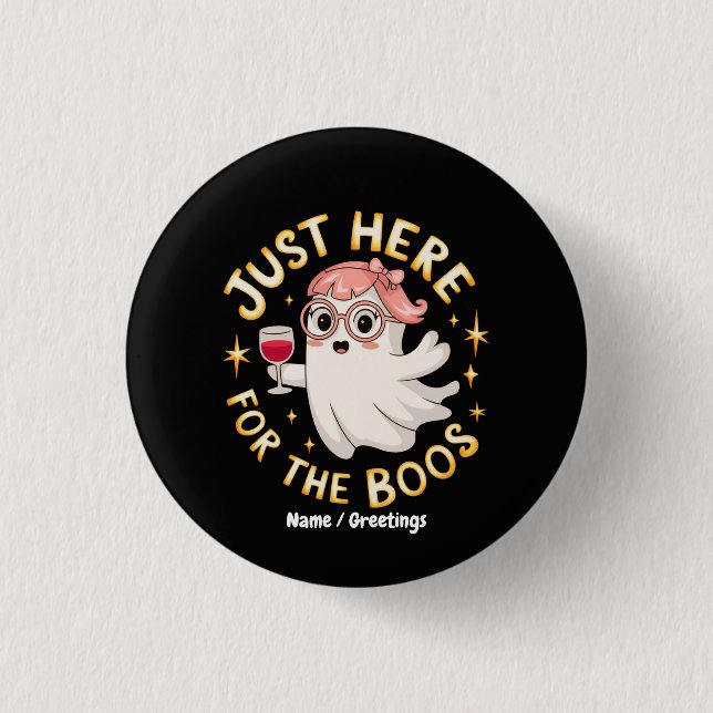 Cute Nerd Ghost Halloween Drinking Pun Design Button (Front)