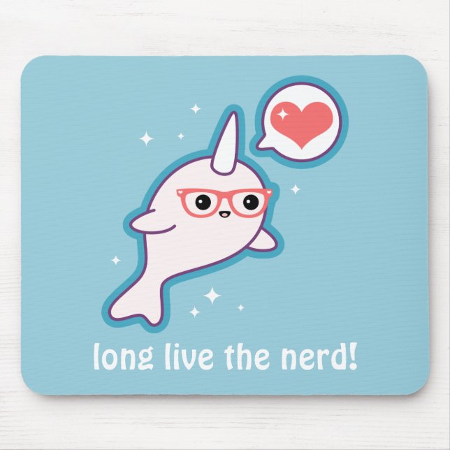 Cute Nerd Narwhal Mouse Pad (Front)