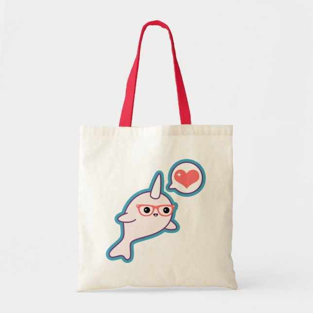 Cute Nerd Narwhal Tote Bag (Front)