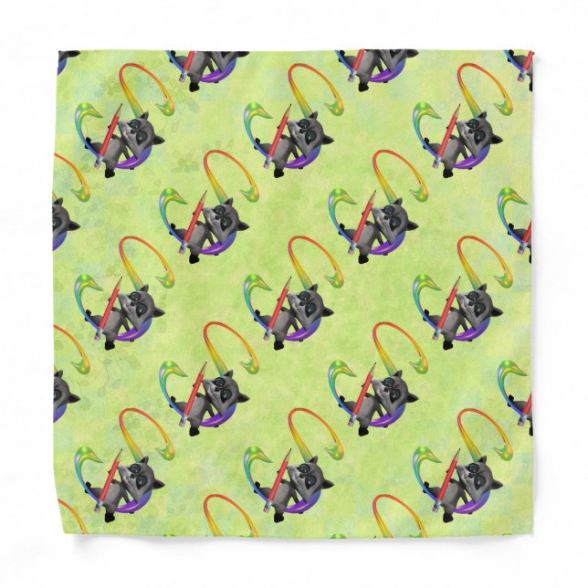 Cute Nerd Raccoon Monogram S Bandana (Front)