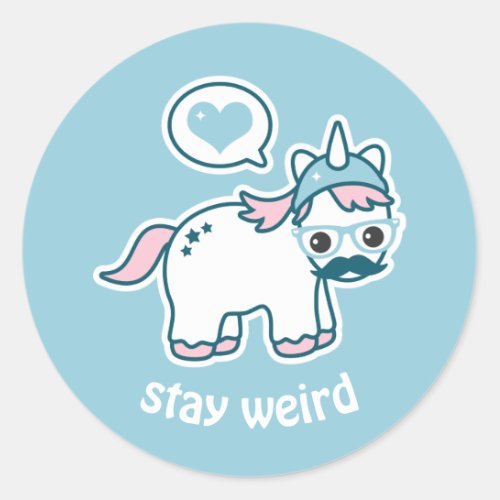 Cute Nerd Unicorn Classic Round Sticker