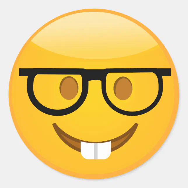 Cute Nerd With Glasses & Teeth Emoji Stickers | Zazzle