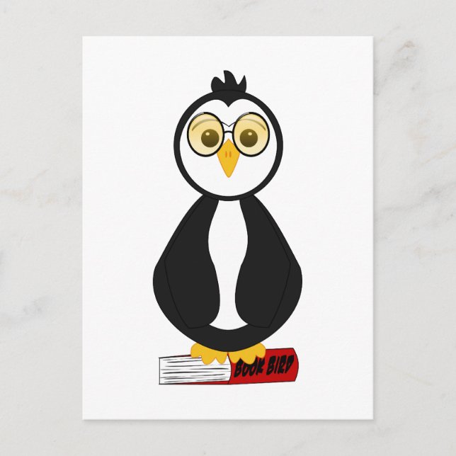 Cute Nerdy Bookworm Penguin Postcard (Front)