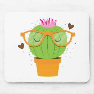 cute nerdy cactus mouse pad