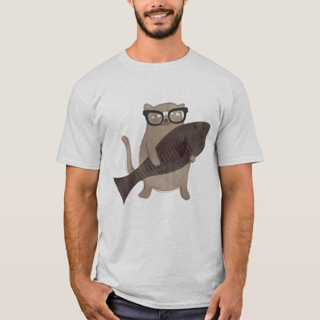 Cute Nerdy Cat T-shirt (Front)