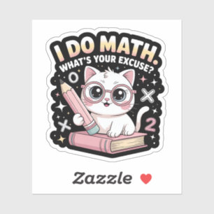 Cute Nerdy Cat with Glasses – Funny Math Teacher Sticker