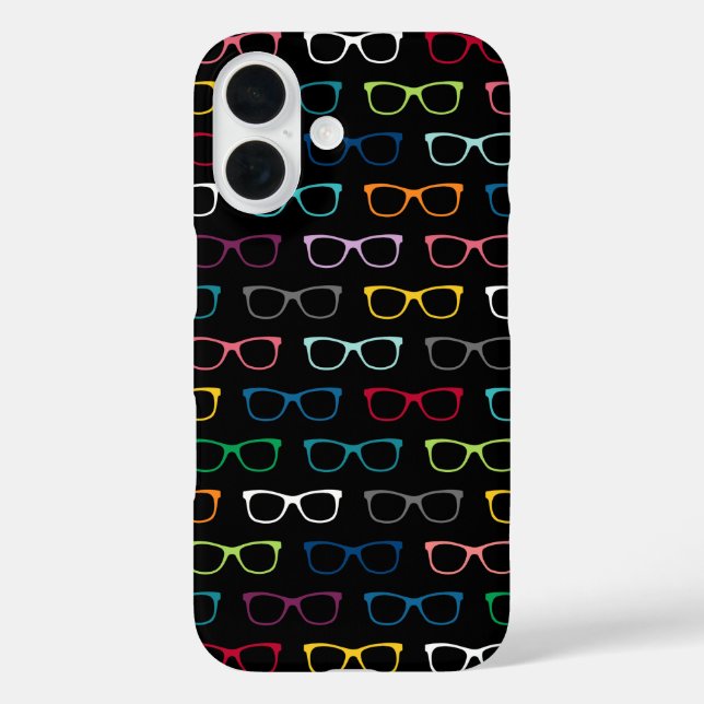 Cute Nerdy Hipster Glasses Pattern Colorful Black Case-Mate iPhone Case (Back)