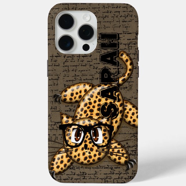 Cute Nerdy Leopard Cat Wearing Glasses Case-Mate iPhone Case (Back)