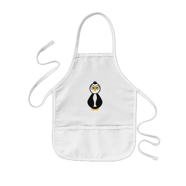 Cute Nerdy Penguin Kids' Apron (Front)