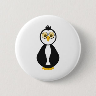 Cute Nerdy Penguin Pinback Button
