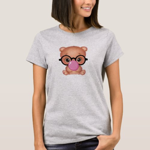 Cute Nerdy Teddy Bear  T_Shirt