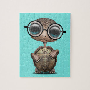 Cute Nerdy Turtle Wearing Glasses Jigsaw Puzzle