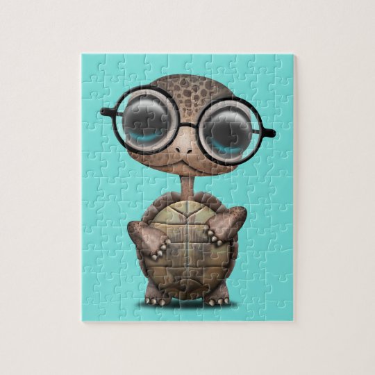 Cute Nerdy Turtle Wearing Glasses Jigsaw Puzzle
