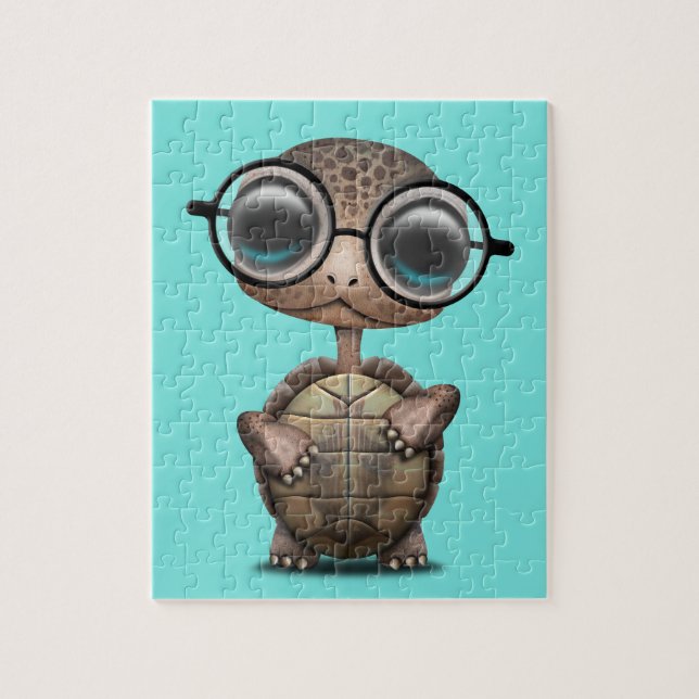 Cute Nerdy Turtle Wearing Glasses Jigsaw Puzzle (Vertical)