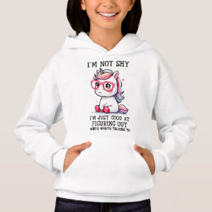 Cute Nerdy Unicorn Girls Hoodie: Shy and Adorable Hoodie