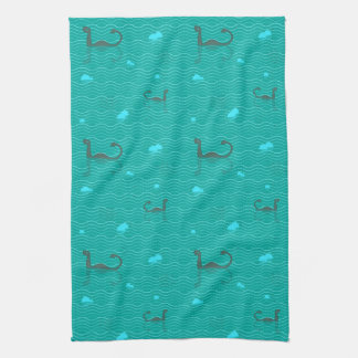 Cute Nessies Iceburgs And Fish On A Blue Sea Kitchen Towel